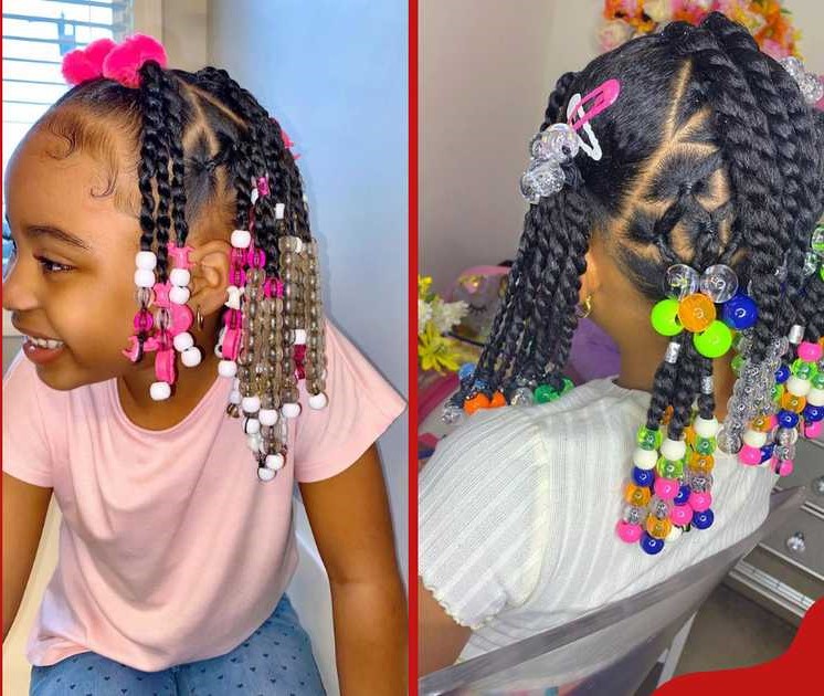 Kids braids with beads at LizClement hair salon Nairobi
